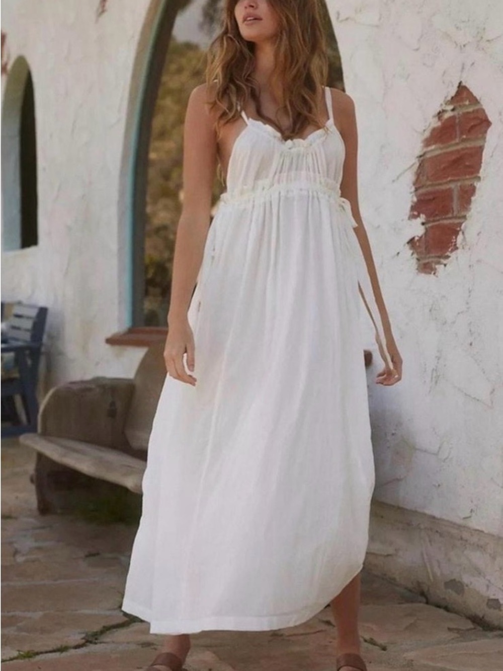 Free People White Spaghetti-Strap Maxi Dress